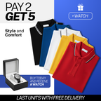 Essential Polo Shirt Bundle: Buy 2, Get 5 + Free Watch!