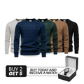 5-Pack Textured Crew Neck Knit Jumpers [BUY 2, GET 5] + FREE WATCH Included!