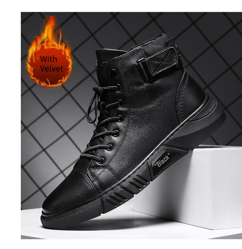 Hector - Durable Black Leather Sneakers for Men