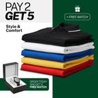 Essential Polo Shirt Bundle: Buy 2, Get 5 + Free Watch!