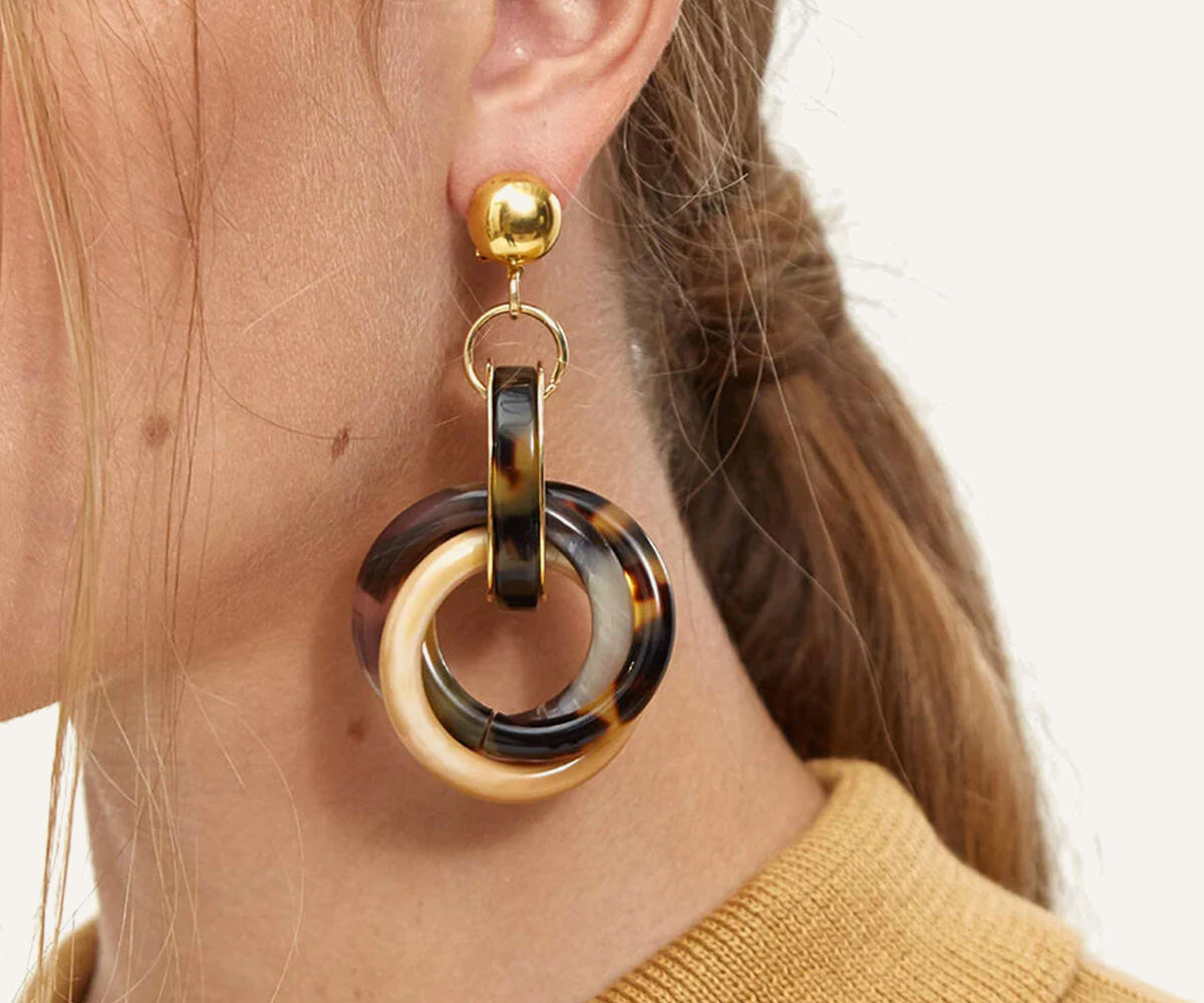 Faux Tortoise Shell Tangle Drop Earrings