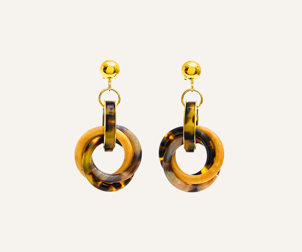 Faux Tortoise Shell Tangle Drop Earrings