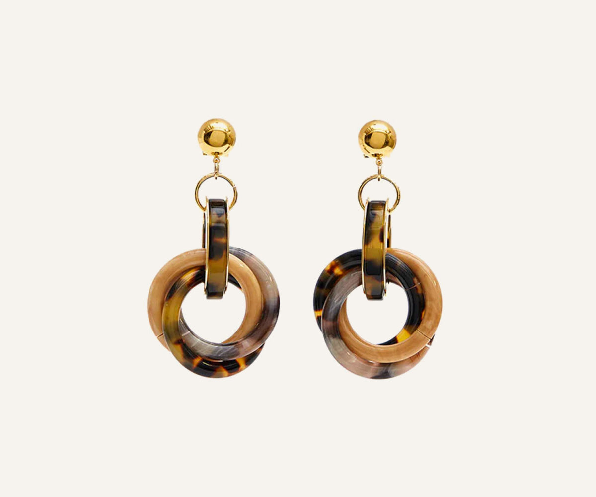 Faux Tortoise Shell Tangle Drop Earrings